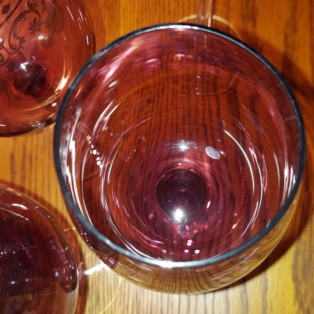 AMETHYST Crystal Wine Glasses with Gold Trim - Picture 5 of 9